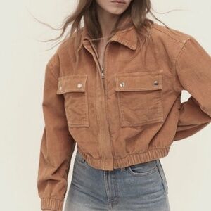 Urban Outfitters BDG brown corduroy cropped bomber jacket in size XS